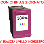 CHIP AGGIORNATO N9K07AE Cartuccia rigenerata per HP 304XL colore alta capacita'