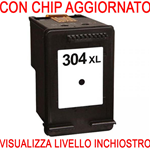 CHIP AGGIORNATO N9K08AE Cartuccia rigenerata per HP 304XL nero alta capacita'
